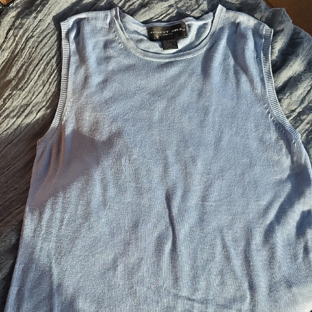 August Silk Light Blue Knit Top
